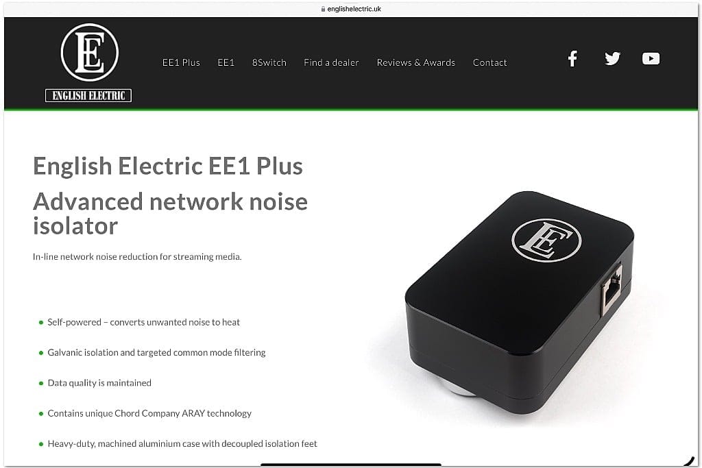 English Electric EE1 Plus ethernetfilter English Electric EE1 Plus ethernetfilter